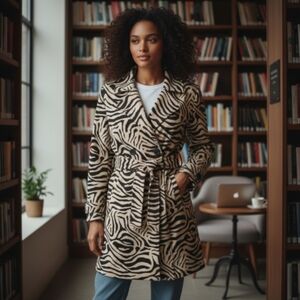 Dana Buchman Zebra Print Pea Coat